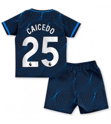 Chelsea Moises Caicedo #25 Replika Babytøj Udebanesæt Børn 2023-24 Kortærmet (+ Korte bukser)